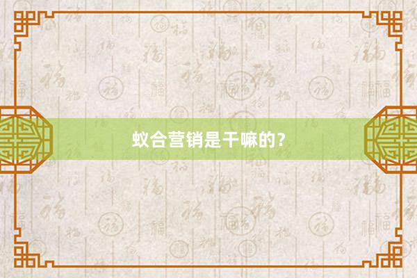 蚁合营销是干嘛的？